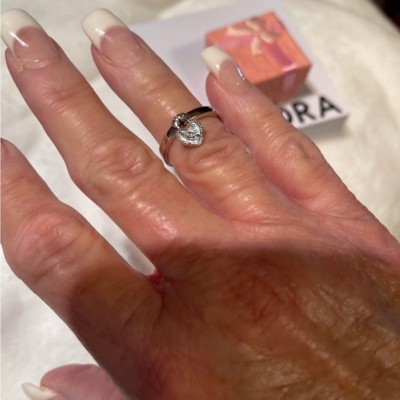 Pandora ALE Heart Padlock Ring Size 8 - Picture 4 of 7